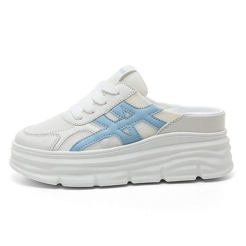 

W3690 thick bottom heightening bag head slippers women s summer 2025 new breathable mesh casual outer sandals 34