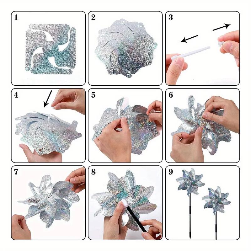 6pcs Shiny Windmill Garden Decor, Bird Protection for Yards, Farms and Balconies, for Vegetable Gardens and Outdoors