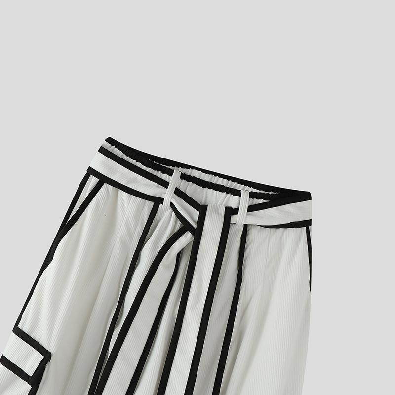 INCERUN Podzim Jaro Pánské Ležérní Elastický Pas Prošívaný Pás Dlouhé Harémové Kalhoty