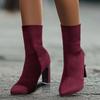 2024 Hot Sale Shoes for Women Sleeve Women's Boots Autumn Pointed Toe Solid Middle Barrel Chunky Heels Large Size Fashion Boots