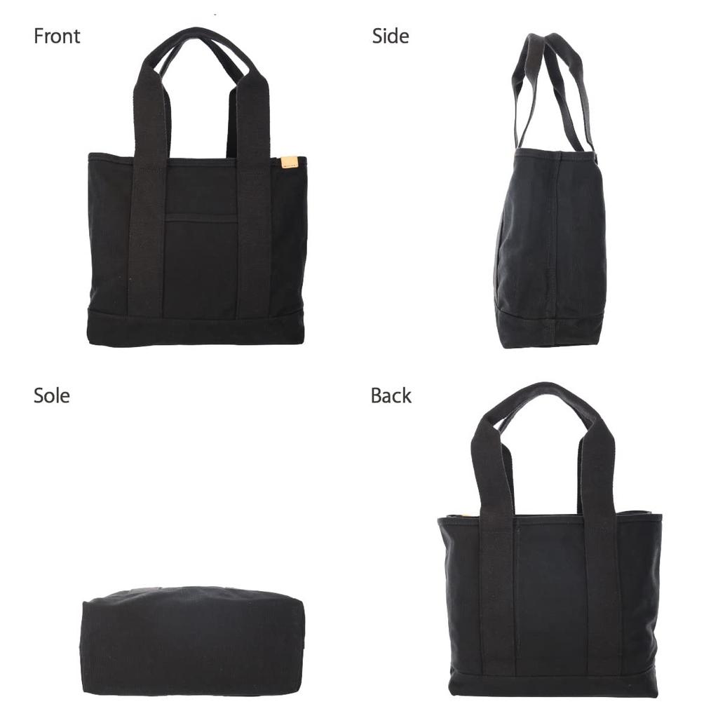 Dot and Stripe Monopia Canvas A4 Divided Tote Bag, DS-15586, Natural x Black