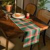 1pc Christmas Plaid Table Runner Cotton Linen Double Layer for Home Dinner Decor