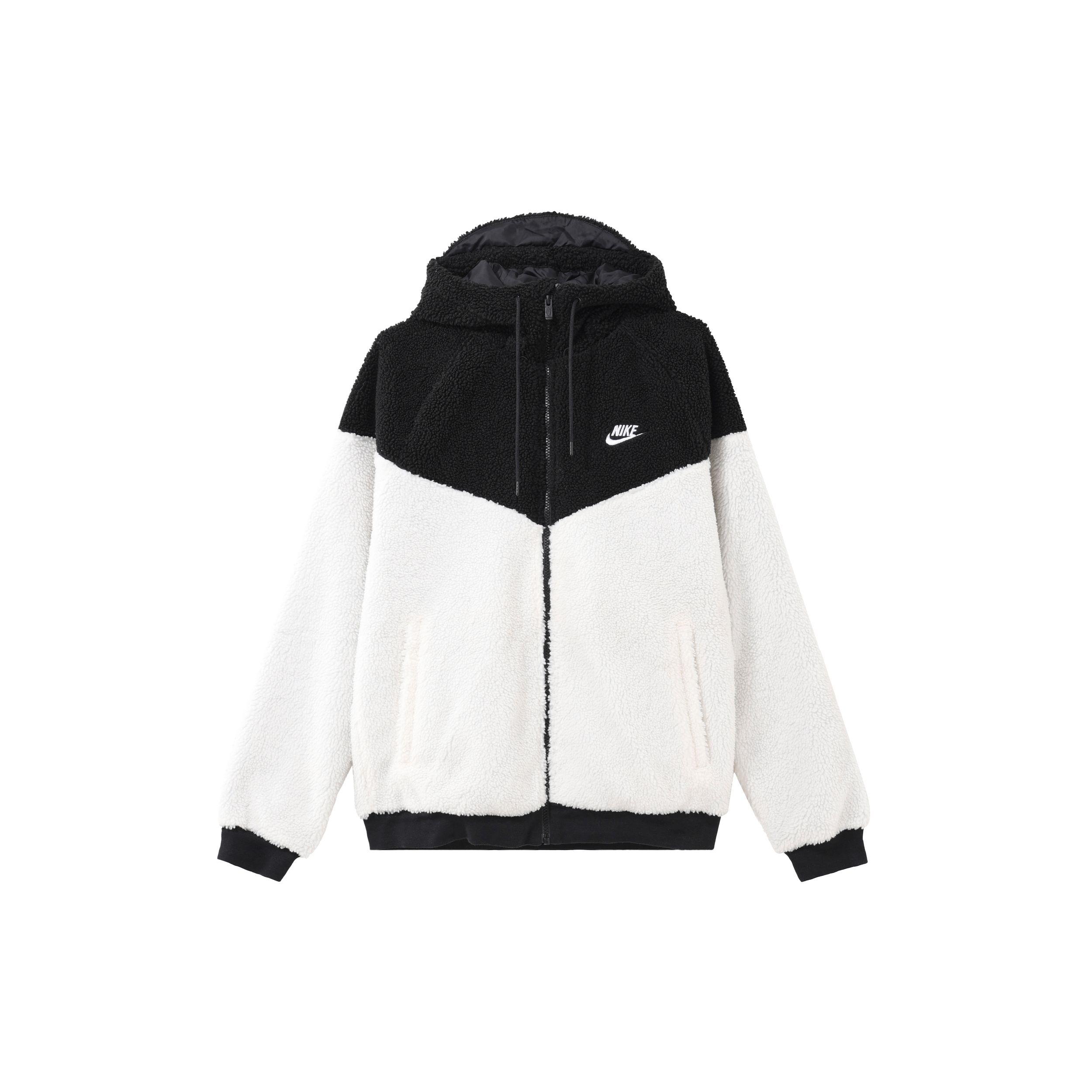 Nike Sportswear Windrunner Sherpa Full-Zip Hooded Jacket Creamy White Black DD0300-016 L