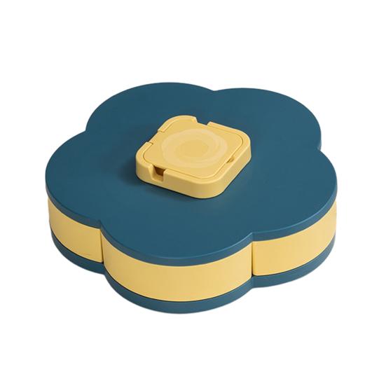 

Layer Rotating Snack Box with Compartment Divided Lid 10 Serving Tray Party Appetizers Smooth Swivel