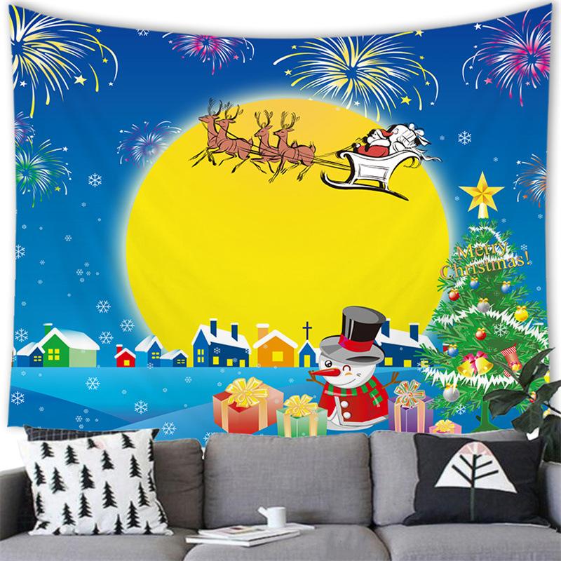 Merry Christmas Cartoon Snowman Cross-border Supply Tapestry Wall Hanging Blanket