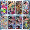 Fajne Etui na Telefon z Graffiti Art Dla iPhone17,16,15,14,13,12,11 Plus,Pro Max, Miękki Silikonowy Czarne Pokrowiec