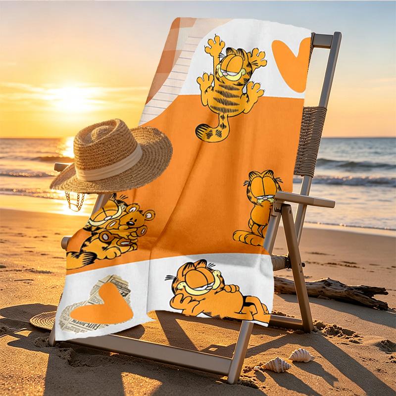 Garfield Print Beach Towel Design, Soft, Lightweight. for Home Bathroom, Spa, Pool, Yoga, Surfing, Camping, Gift for Family, Friend