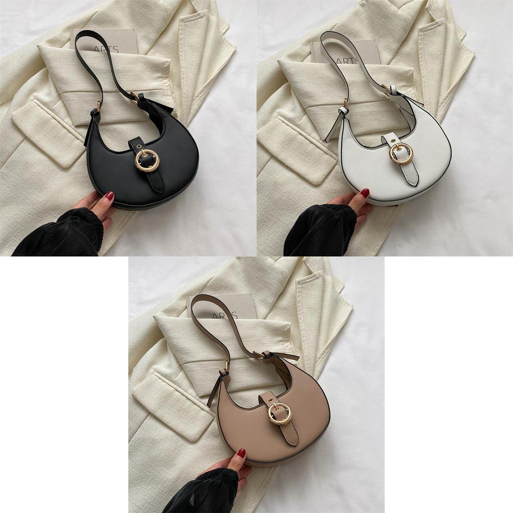 Modern Crescent Shape Shoulder Bag With Trendy Stitching And Patchwork Elements