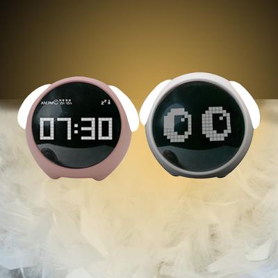Multifunctional Bedside Child Alarm Clock For Home Digital LED Night Light Voice Controlled Light Cute Expression Alarm Clock Thermometer