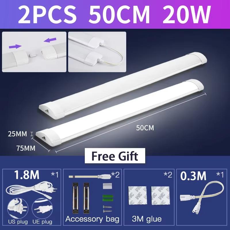 נורת לד צינור 110-220V 10/20W מנורת ארון מטבח תחתית תאורת בר עם כבל מתג 1.8 מטר לתאורת פנים ביתית חדר שינה