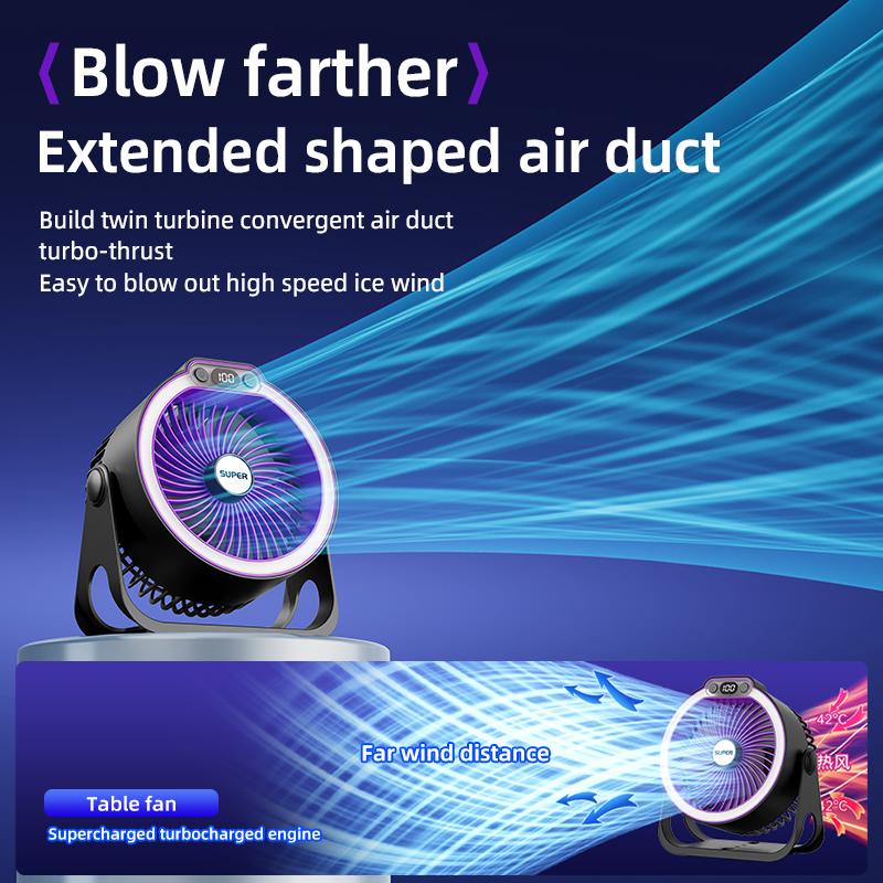 K8 air light circulation fan with 5 levels of wind speed and light adjustment, USB silent, bedroom, camping, multi-purpose