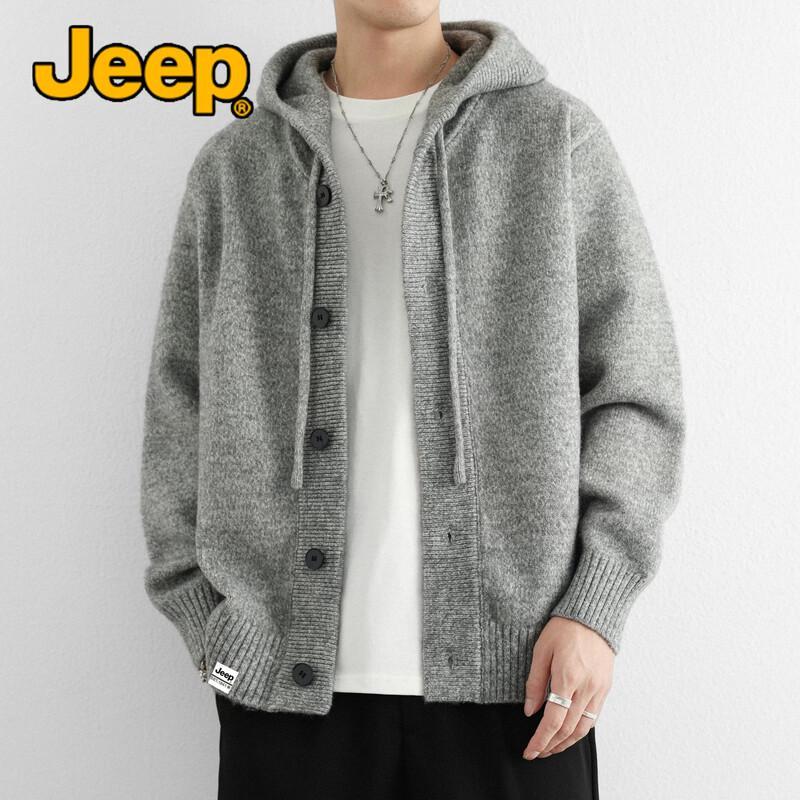 JEEP Men's Hooded Knit Cardigan Jacket