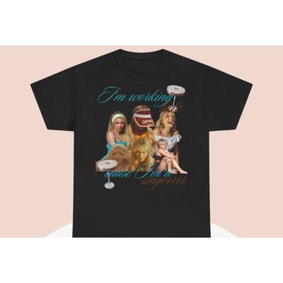 Sabrina Carpenter "Espresso" "I'm Working Late" Vintage Graphic T-Shirt | Unisex Pop Music Streetwear Tee Comfortable T-shirt