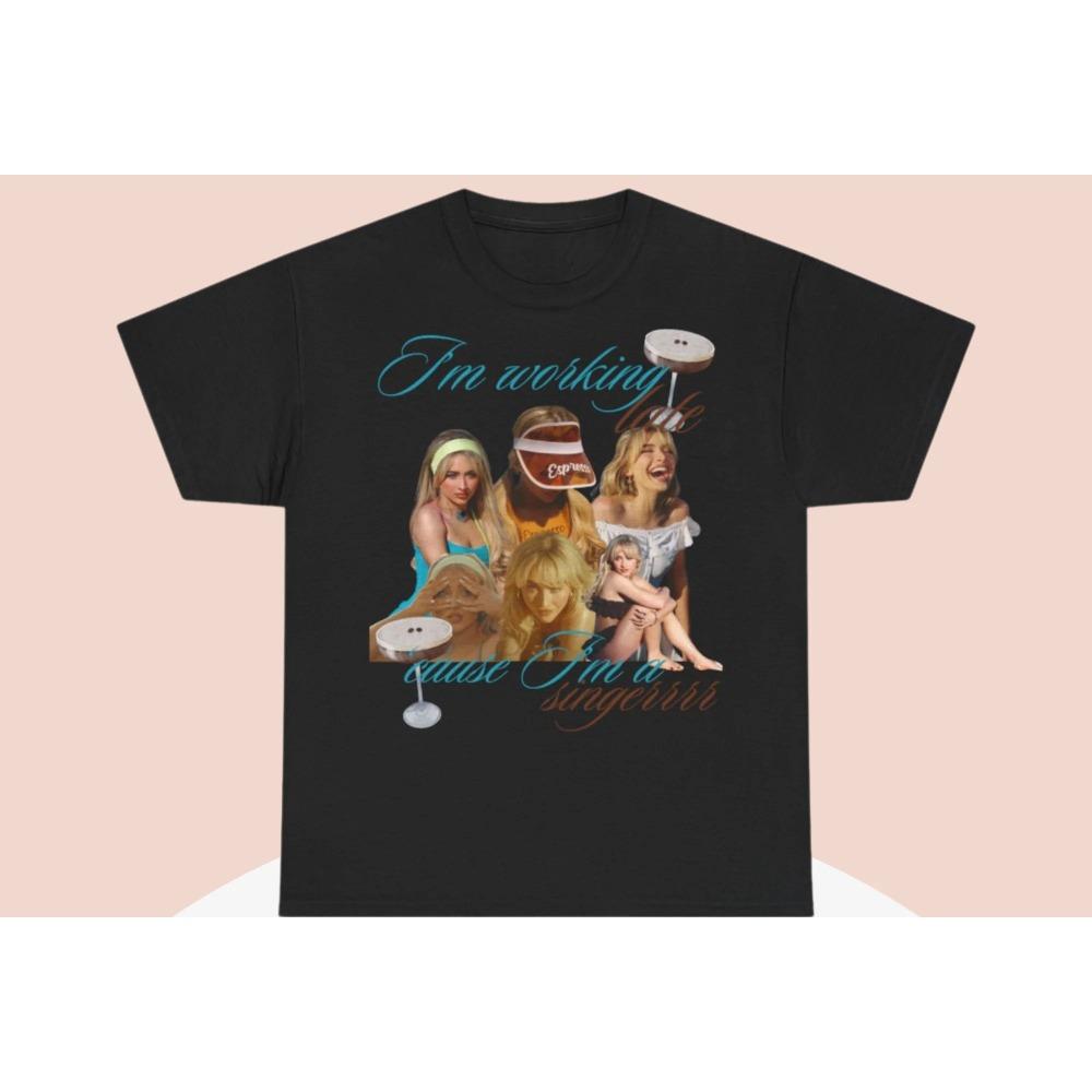 Sabrina Carpenter  Espresso   I m Working Late  Vintage Graphic T-Shirt | Unisex Pop Music Streetwear Tee Comfortable T-shirt 4XL