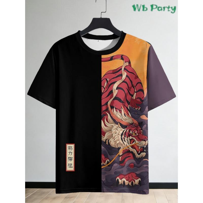Japanese Samurai Cat 3D Printed T-Shirts for Men Short Sleeve Tee Casual Loose Harajuku Men's Clothing Oversized T-Shirt Tops