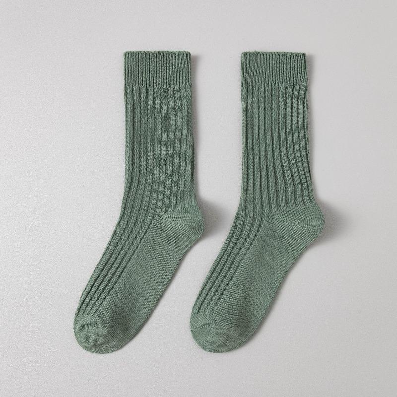 Sock Men's Autumn-Winter Double-Stitch Thick Thread Mid-Calf Socks Solid Color Retro Versatile Long-Sleeved Socks Cotton Sport Men's Socks