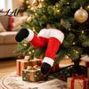 Playful Holiday Scene Setting Christmas Elf Stuffed Leg Ornaments Santa Green/Red Legs Decorations Poseable Indoor Fireplace Ornament for Xmas Tree
