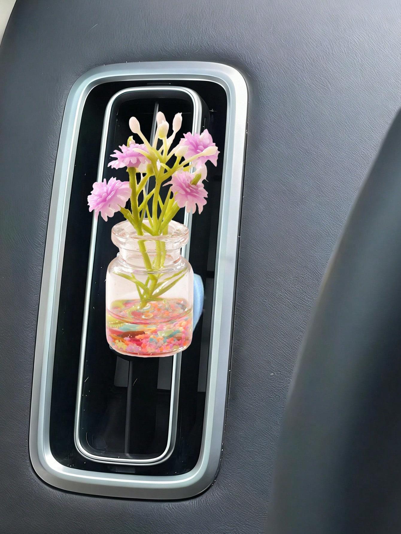 

Glow-in-the-Dark Small Vase - Colored Artificial Flower Glass Jar with Crystal Beads, Car Air Vent Clip, Desk Decor Gift світло-фіолетового кольору