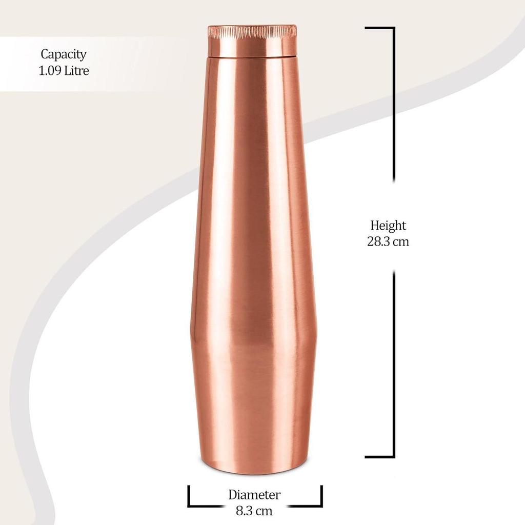 Copper Crown 1100 Bottle, 1090 ml,100% Pure Copper, BPA Free Water Bottle, Leak Proof, Office Bottle, Boosts Immunity