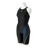 MIZUNO Stream Ace Race Open Back Half Suit Size for Competitive and Challenge FINA Swimming Approved Women's (N2MG2720, M, Black/Charcoal Gray)