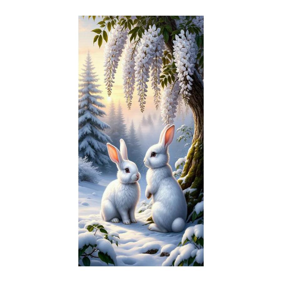 

Snow Rabbits and Pigeons Large Size Diamond Painting Winter Scenery Animals Diy Full Square Round Drill Rhinestone Embroidery Mosaic Cross Stitch Kits Square drill 30x60cm
