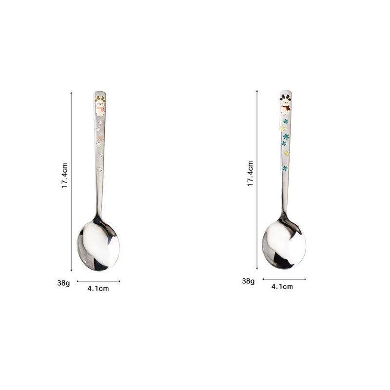 304 Stainless Steel Children's Long Handle Soup & Teaspoon, Korean Style