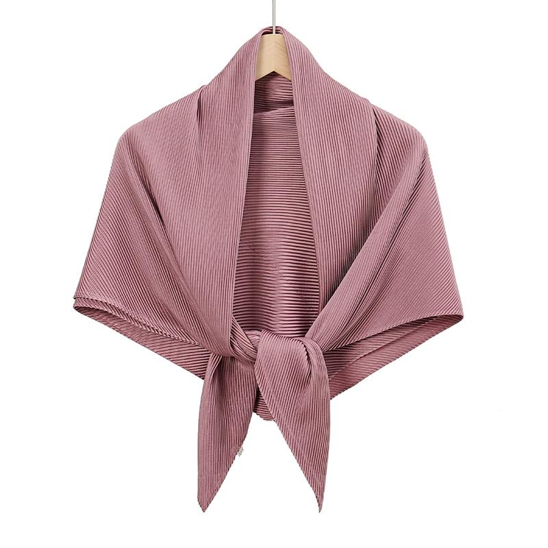 Maldives  Muslim Pleated Square Scarf Matt Silk Plain Hijab Women Crinkle Satin Headscarf Premium Soft Wrinkle Scarves