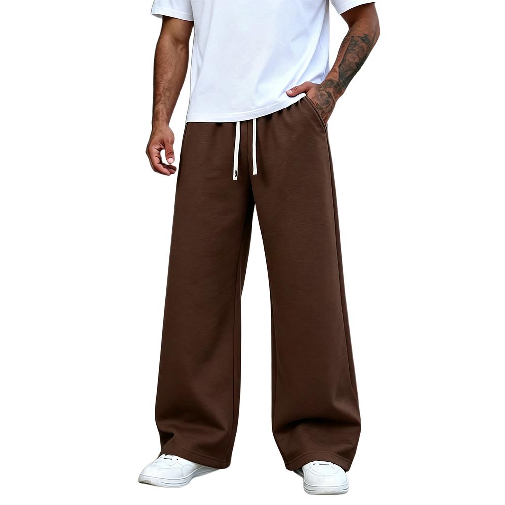 Pantalon de survêtement décontracté à jambe droite de couleur pour homme
