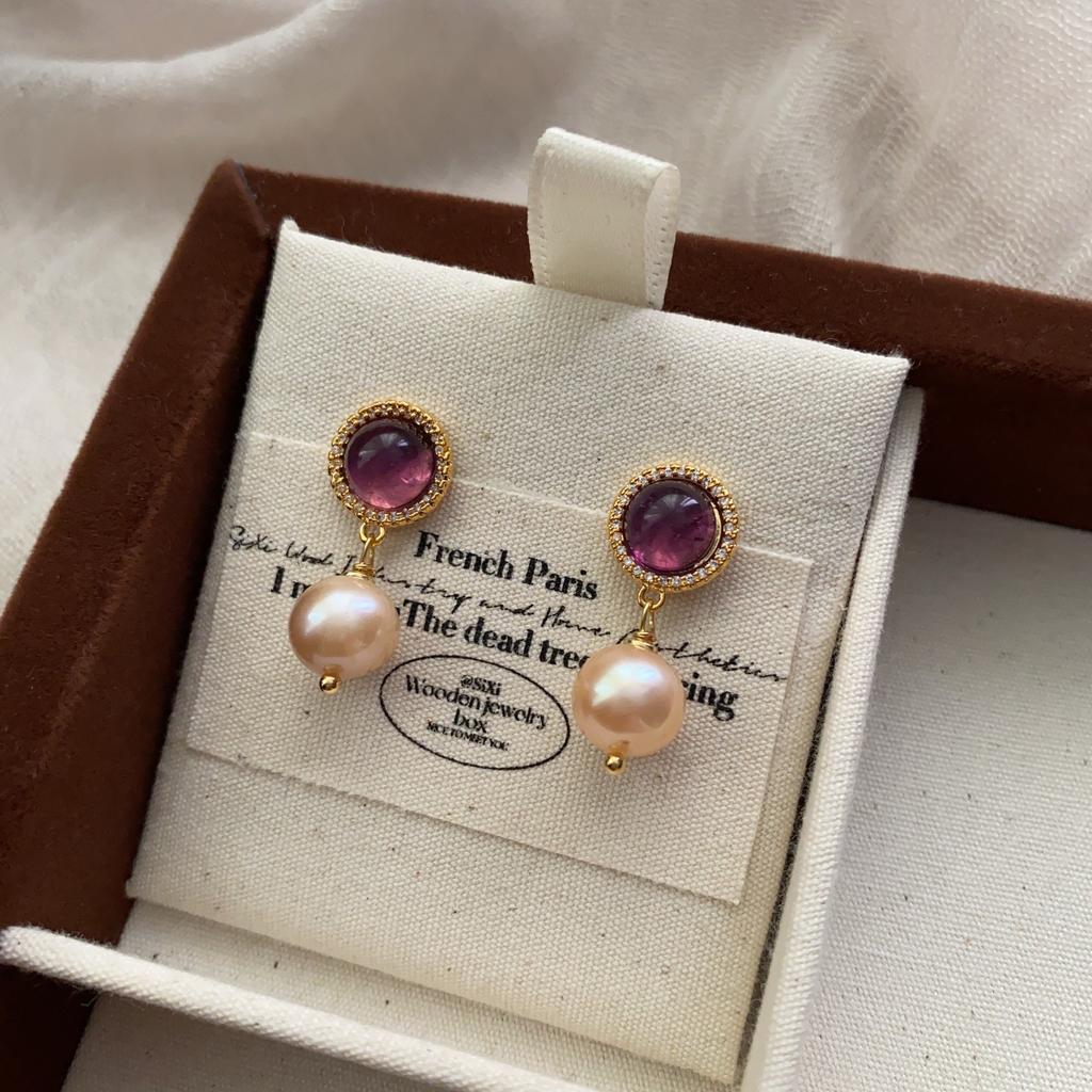 Unique Niche French Retro Cold Wind High-End Ear Buckle Brass 22K Real Gold Simple Circle Temperament Earrings
