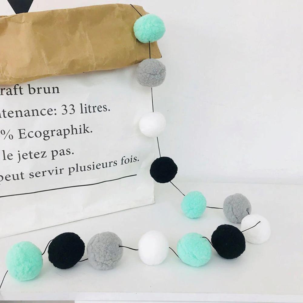 

Baby 2M Colorful Fluffy Party Wool Felt Pom Pom Flags Hanging Pendant String Fur Ball Garland