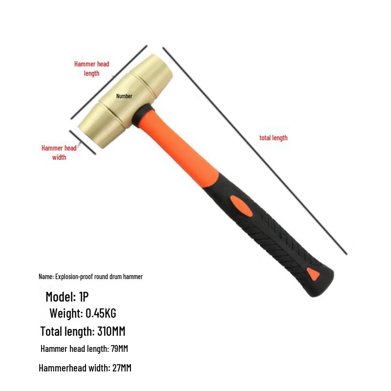 Lieve Explosion-Proof Brass Double-Sided Hammer