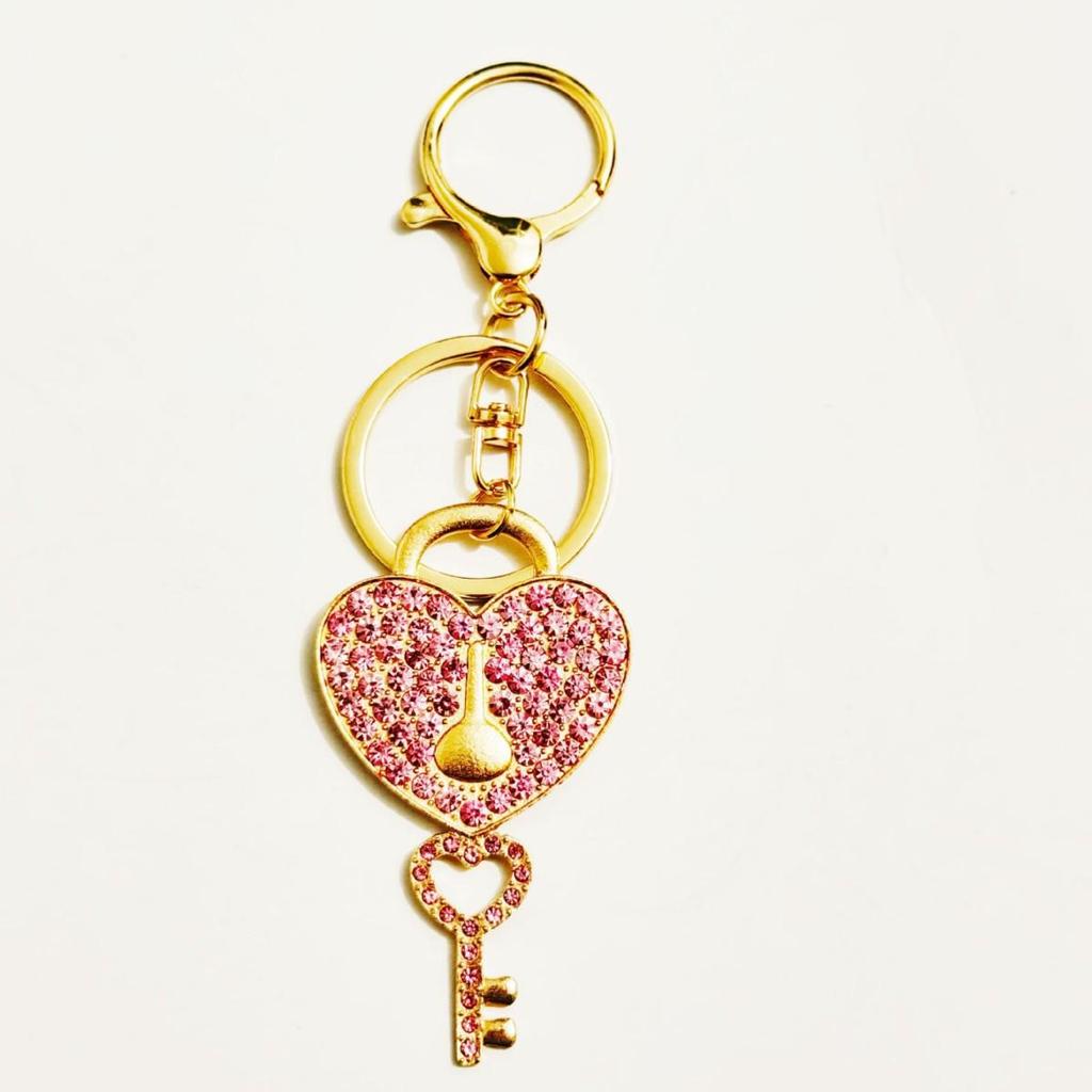 Versatile Heart Keychain Pendant with Full Diamond Design
