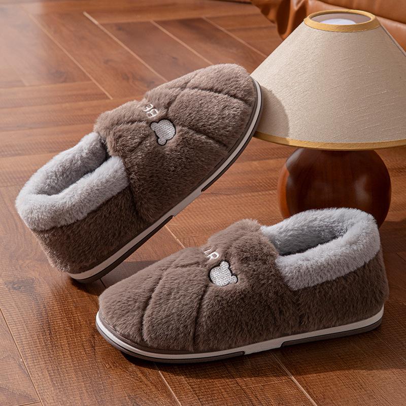 Plush cotton slippers winter bag heel 2025 new indoor home non-slip warm outdoor cotton shoes autumn and winter