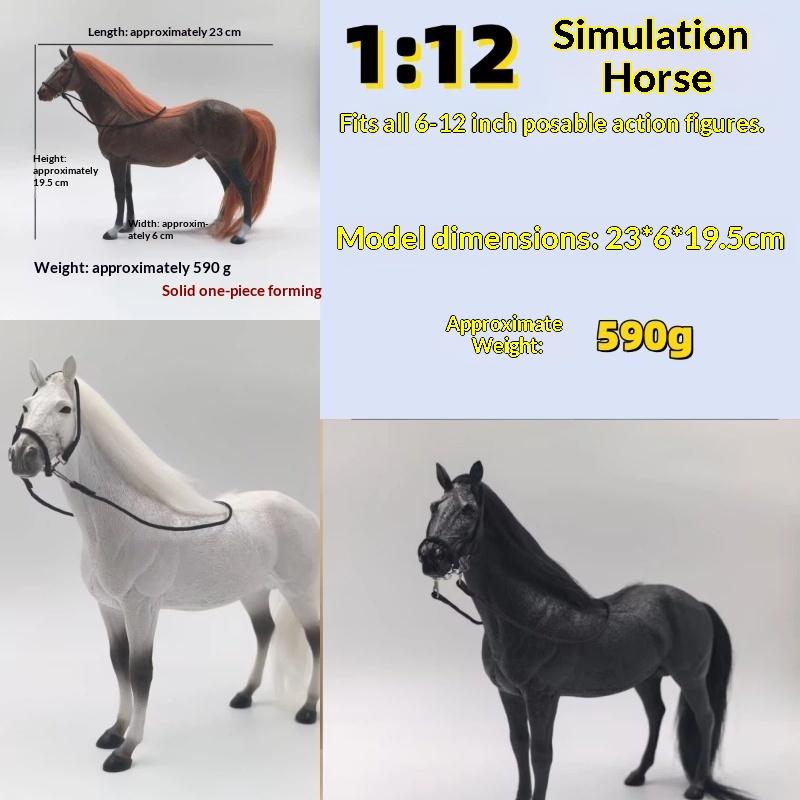 Figurine Animale Cheval Marron Solide Réaliste Moulage Monobloc 23 cm de Long 19,5 cm de Haut Avec Crinière et Queue Rougeâtres Jouet de Collection pour Enfants