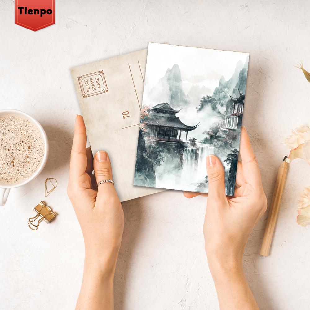 32pcs, Ancient Style Landscape Postcards, Wall Stickers, Mailing Cards, Greeting Cards, DIY Postcards, Souvenir Postcards, Decor