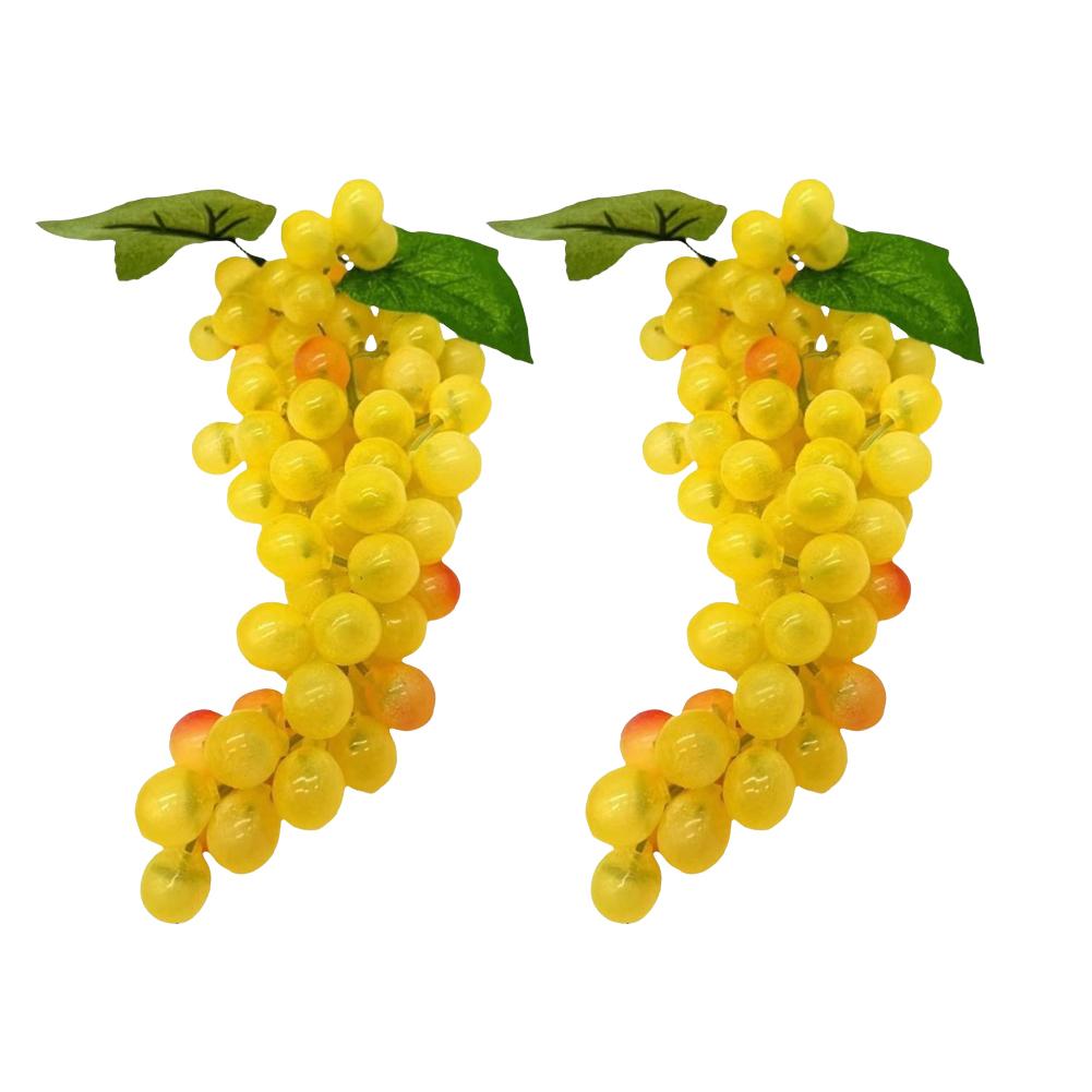 

2 Artificial Grapes Bunches Simulation Fruits Grape For Home Kitchen Wine Decoration Wedding Party Table Centerpiece Decor Props жовтий
