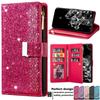 Флип Молния Кожаный чехол Магнитный ремешок Слоты для карт Bling Glitter Кошелек Чехол для телефона Совместимость с iPhone Samsung Huawei Xiaomi
