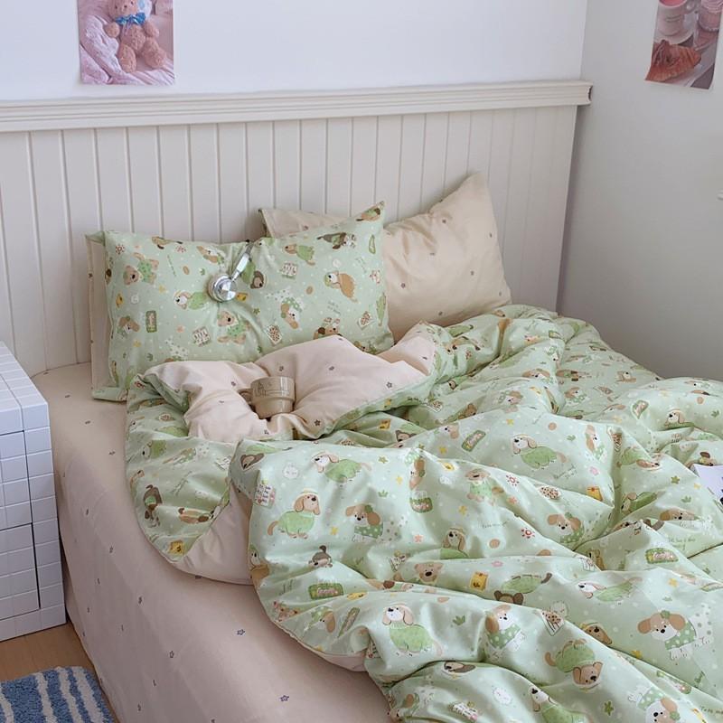 2026 Korean Cartoon Student Cotton 40TC Duvet Cover Set Ins Style Bedding
