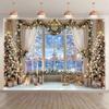 2D Plane, 1pc Winter Snow Scene Christmas Photography Background - Polyester Fiber, Indoor/outdoor Party Decoration