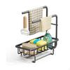 Sink Organizer, Stainless Steel Draining Rack, Kitchen Storage, Space Saving Black 2 Rods Countertop