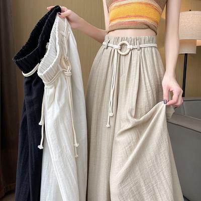 Soie glacée Pantalons larges amples style paresseux pour femmes Printemps Été Pantalons-jupes droits ajustés au sol