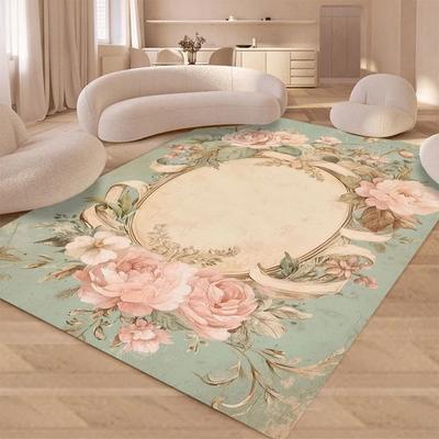 Tapetes Europeus Sala de Estar Florais Pastorais Tapete para Casa Grande Quarto Padrão de Luxo Tapete de Chão Lavável Antiderrapante Tapete de Entrada