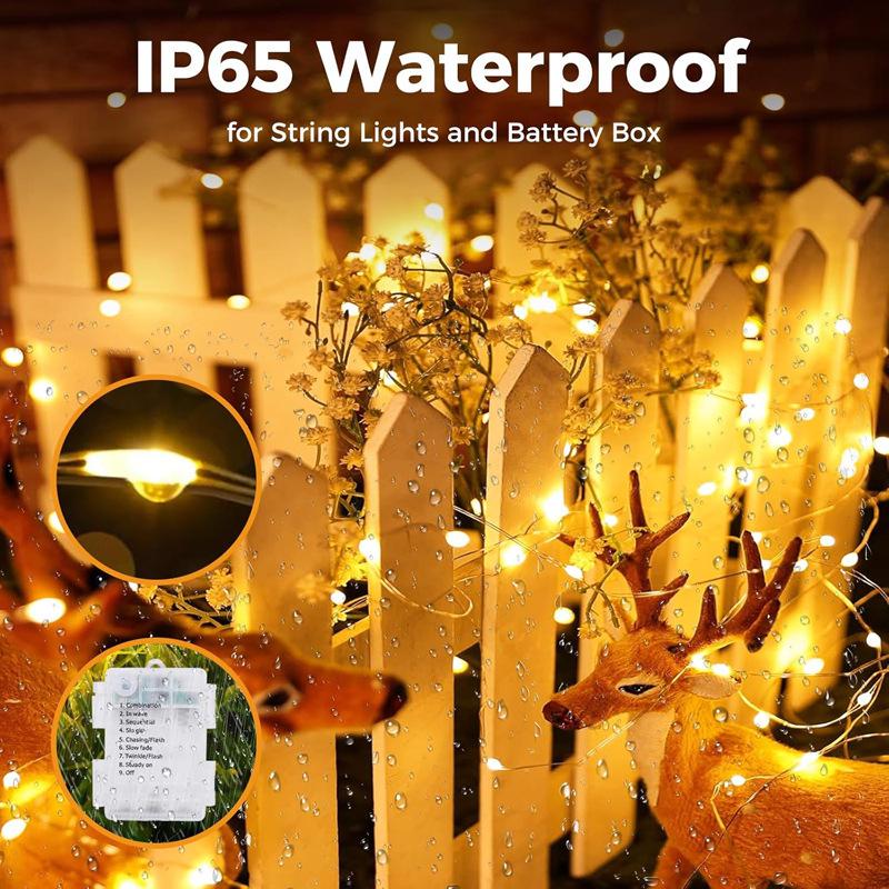 Waterproof Battery-Operated LED Fairy String Lights with Remote - Copper Wire Star Garland for Decoration