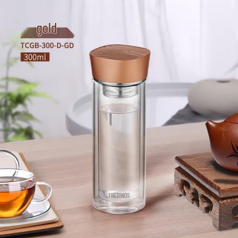 Thermos Double-Layer Glass Tea Infuser Mug 300ml