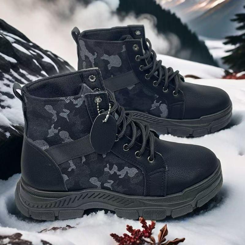 New High Top Men's Shoes 2025 Spring and Autumn Thick Bottom Yellow Boots Mountaineering Sports Camouflage Labor Protection Shoe