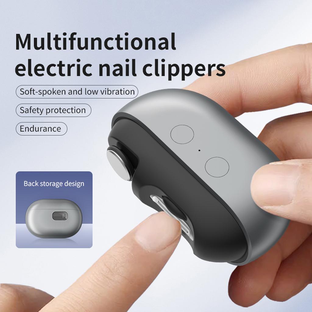 2 In 1 Electric Nail Trimmer Polisher Automatic Fingernail Cutter Type-C Charging Safety Nail Clipper for Children Adult Senior
