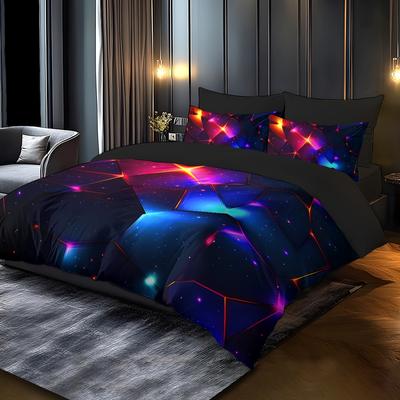 3D-geprägtes Sternenhimmel-Fleece-Bettbezug-Set Superweich Knitterfrei Polyester-Bettwäsche mit Kissenbezügen Luxus Hotelstil