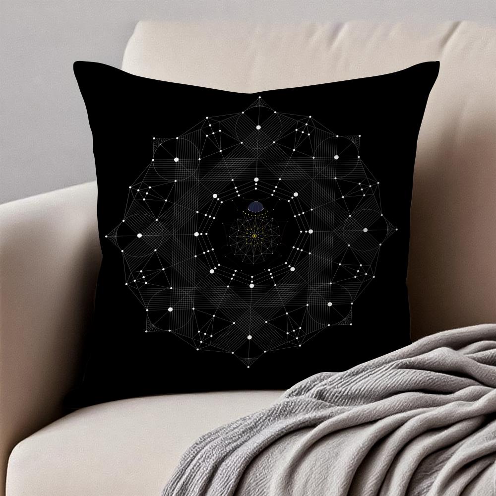 Modern Geometric Border Shading Background Art Cushion Cover Pillowcase Antidustmite Invisible Zipper Short Plush Sofa Cushion