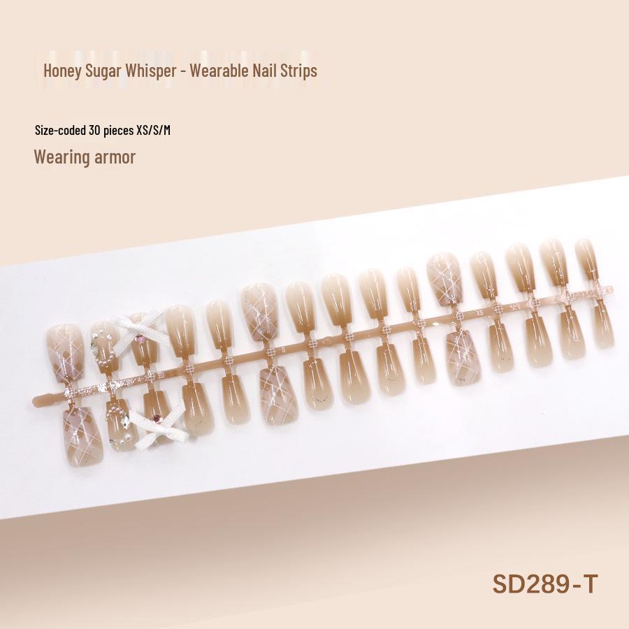 30-Piece Luxury Rhinestone Plaid Bow Press-On Nails