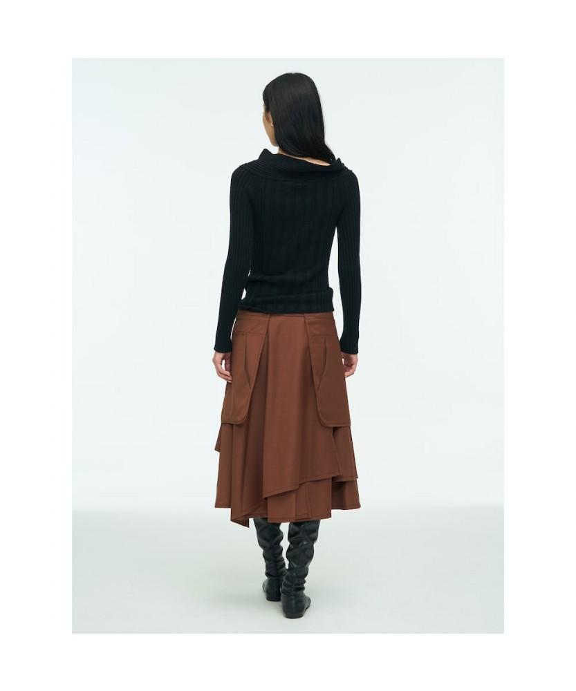 Anggae Tube Neck Rib Pullover Black
